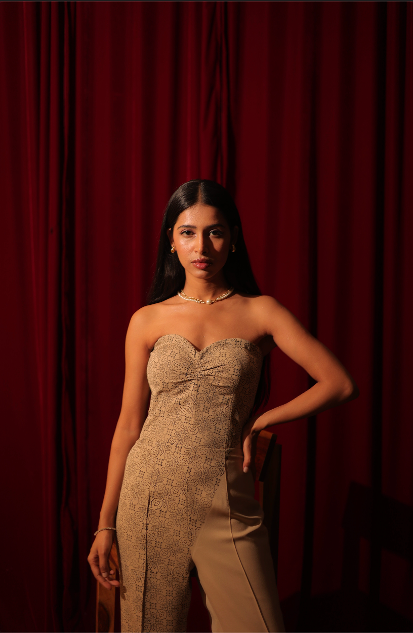 Beige and Block Jumpsuit